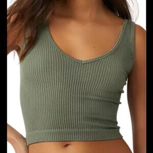 FP Movement by Free People Sage Ribbed Crop Top